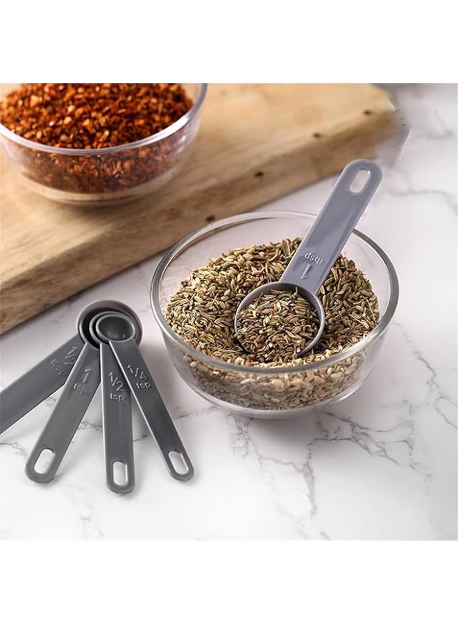 MunKan 9 Piece Measuring Cups and measuring spoons set, Great for Dry and Liquid Ingredients, Small Teaspoon with Plastic Head . ( Grey ) - Image 2